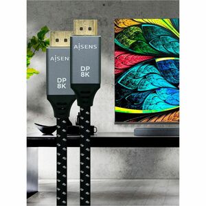 CABLE DISPLAYPORT V1.4 8K60HZ DP/M-DP/M GREY/BLACK 1.5M