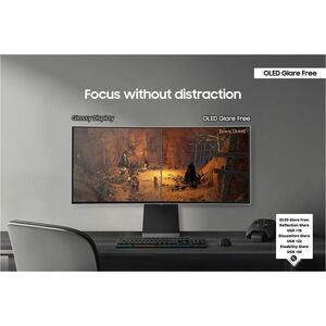 Samsung Odyssey OLED G8 S34DG856SN 34" Class UW-QHD Curved Screen Gaming OLED Monitor - 21:9 - Silver, Black - 34" Viewabl