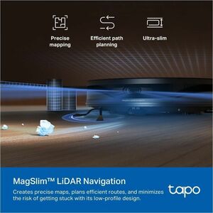 Tapo RV20 Max Bagless Cordless Robot Vacuum Cleaner - 45 W Motor - 300 mL Dust Capacity - 300 mL Water Tank Capacity - Fil