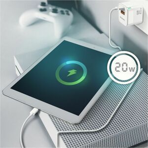 CHARGER GAN 20W 1XUSB-C PD3.0 QC4.0 1XUSB-A QC3.0 WHITE