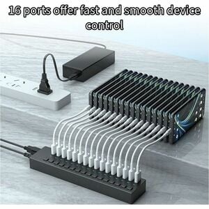 4XEM 16 Port USB 3.0 Power Switch Data Transfer Hub - USB Type A - 640 MB/s - Hard Drive, Keyboard, Mouse, Workstation - D