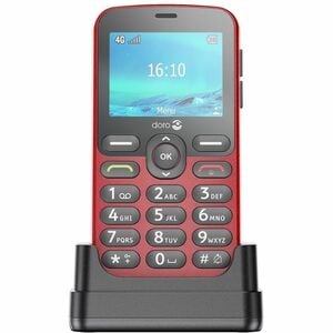 Téléphone portable standard Doro 1880 17 Mo - Écran - Écran QVGA 320 x 240 - Mocor RTOS - Rouge - Barre - 1 Support de SIM