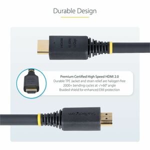 StarTech.com 5 m HDMI A/V Cable - 1 - Cable for Docking Station, Workstation, TV - First End: 1 x HDMI 2.0 Digital Audio/V
