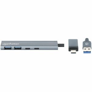 Manhattan Concentrador USB - USB Tipo A, USB Tipo C - 640MB/s - Portátil, De Escritorio, Smartphone, Mouse, Teclado, Unida