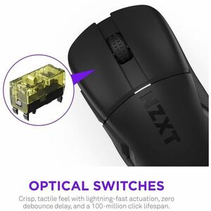 NZXT Lift Elite Wireless MS-101NB-01 Gaming Mouse - Radio Frequency - USB 2.0 Type A - Optical - Black - Cable/Wireless - 