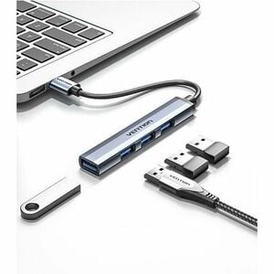 Vention Ultra-slim Mini USB Hub - USB 3.0 - 640 MB/s, 60 MB/s - Notebook, Keyboard, Mouse, Hard Drive, Printer, Scanner - 