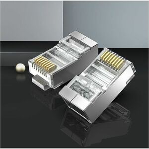 Vention IDA Network Connector - 100 - 1 x RJ-45 Network - Male - Shielding - Silver, Transparent