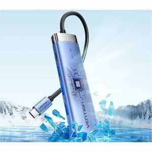 Vention TGE USB Type C Docking Station for Flash Drive - Charging Capability - Blue - Portable - 4K, 4K @30Hz, HD - 3840 x