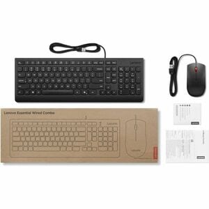 Tastiera e mouse Lenovo Essential - Italiano - USB Tipo A Membrana Cavo Tastiera - Nero - USB Tipo A Cavo Mouse - Ottico -