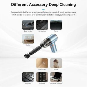 Vention KRA Cordless Portable Vacuum Cleaner - Black, Blue - 100 mL Dust Capacity - Nozzle, Upholstery Nozzle, Brush Tool 