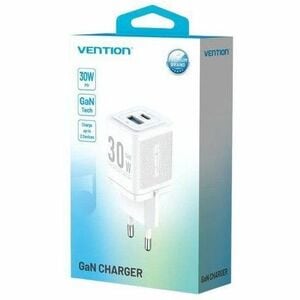 Vention FEQ 30 W AC Adapter - Box - Universal Adapter - 1 USB - 1 USB Type-C - For iPhone, Switch - Europe - 120 V AC, 230
