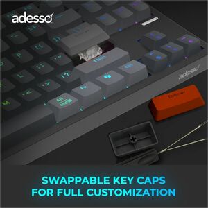 Adesso EasyTouch 1100 Keyboard - Wired/Wireless Connectivity - Bluetooth/RF - 2.40 GHz - USB Interface - RGB LED - 88 Key(