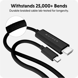 Hyper HyperDrive HD6007BKGL 2,50 m HDMI/USB-C AV-Kabel - Cable for Audio-/Video-Gerät, USB Gerät, Monitor, Smartphone, Tab