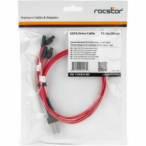 Rocstor 50cm Serial Attached SCSI SAS Cable - SFF-8087 to 4x Latching SATA - 1.63 ft Mini-SAS/SATA Data Transfer Cable for