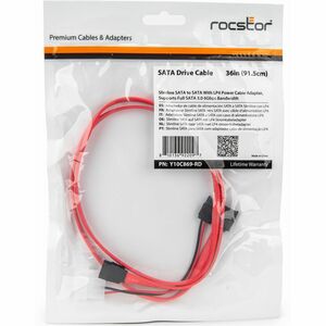 Rocstor 36in Slimline SATA to SATA w/ LP4 Adapter - 3 ft LP4/SATA Data Transfer Cable for Motherboard, Optical Drive, Comp