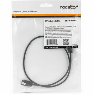 Rocstor 0.6 m Round SATA Cable - 1.97 ft SATA Data Transfer Cable for Server, Computer Case, Desktop Computer, DVD, Hard D