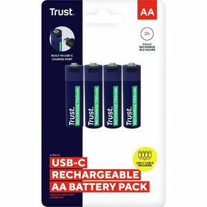 Trust Battery - 4Pack - For Household - Battery Rechargeable - AA - 1700 mAh Shelf Life