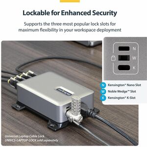 StarTech.com 4-Port USB-C Ladegerät, 140W EPR je Port(Max. 240W), USB C GaN Netzteil mit Schraubsicherung, USBC PD 3.1 Lap