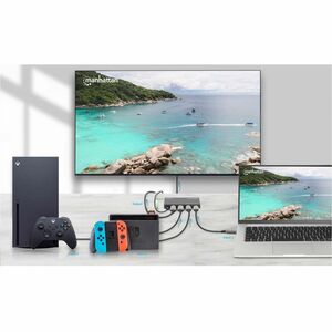 Manhattan Audio/Video Switchbox - Cable - 3840 x 2160 - 4K, 4K UHD - 1080p - 3 Input Device - 1 Display - TV, Projector - 