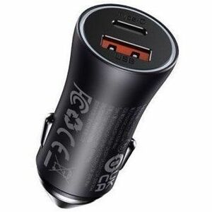 Adattatore auto Baseus Golden Contactor - 60 W - Adattatore universale - 1 USB - 1 USB Type-C - Per Caricatore per auto, i