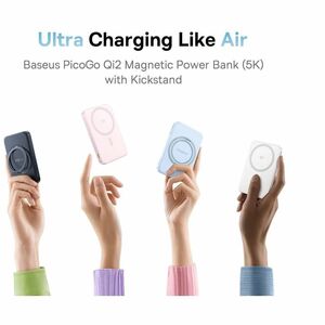 Power Bank Baseus PicoGo - Bianco - Per Smartphone, iPhone - 5000 mAh - 20 W - 2 x USB - Bianco