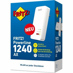FRITZ! FRITZ!Powerline Powerline Network Adapter - 1 - 2 x Network (RJ-45) - 1200 Mbit/s Powerline - Wireless LAN - IEEE 8