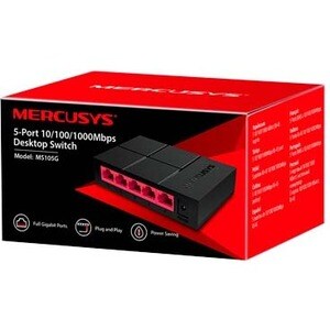 Switch Ethernet Mercusys MS105G 5 Porte - Gigabit Ethernet - 10/100/1000Base-T - 2 Layer supportato - Coppia incrociata - 