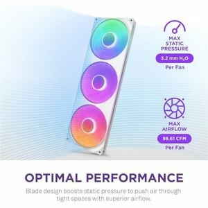 NZXT F420 RGB Core RF-U42HF-W1 1 Cooling Fan - PC - 3 x Fan(s) - 167.54m³/h Maximum Airflow - 2000 rpm - Fluid Dynamic Bea