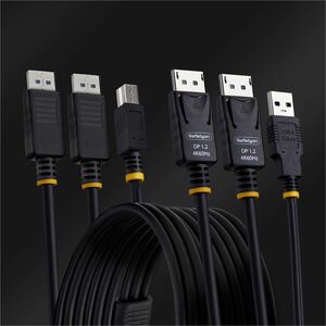 StarTech.com 6ft (1.8m) Dual-DisplayPort and USB 5Gbps KVM Cable, 4K 60Hz, Universally Compatible Combo Cable for KVM Swit