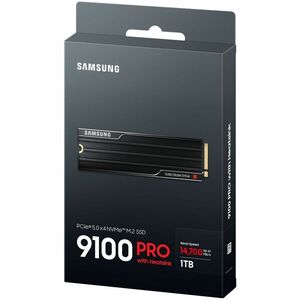 Samsung 9100 PRO Heatsink PCIe® 5.0 NVMe™ M.2 SSD - 1 TB. SSD capacity: 1 TB, SSD form factor: M.2, Read speed: 14700 MB/s