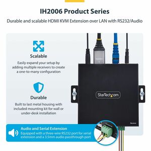 StarTech.com HDMI KVM Extender Over IP Network, 4K 60Hz, Driverless, HDMI and USB Over Ethernet/CAT6, AVoIP, Transmitter/R