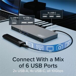 Plugable USB C Docking Station 5 Monitors, 140W DisplayLink Dock Connects up to Five 4K Displays for MacBook Windows Thund