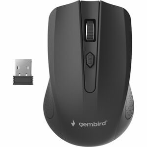 Mouse Gembird - Radiofrequenza - USB 1.1 - Ottico - 4 Pulsante(i) - Nero - Wireless - 10 m - 2,40 GHz - 1600 dpi - 2 x AAA