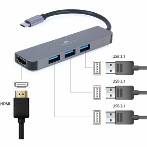 Docking station Cablexpert USB Type-C - Argento - 4K @30Hz, 4K UHD - 3840 x 2160 - 3 x Porte USB - 3 x Porte USB Tipo-A - 