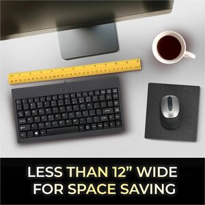 Adesso EasyTouch AKB-110B Keyboard - Compact - Cable Connectivity - USB Interface - English, French - Black - Membrane Key