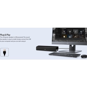 Adesso Xtream S5 2.0 Portable Sound Bar Speaker - 10 W RMS - Black - 160 Hz to 18 kHz - USB - 1
