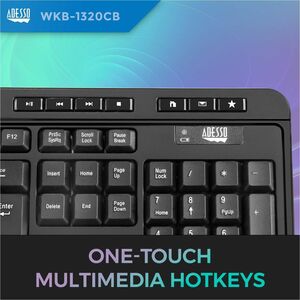 Adesso Wireless Desktop WKB-1320CB Keyboard & Mouse - English (US) - 1 Each - USB Membrane Wireless RF 2.40 GHz Keyboard -