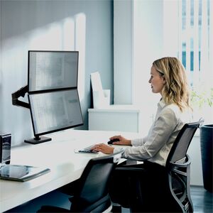 Ergotron Mounting Arm for Monitor, LCD Display - Black - Height Adjustable - 2 Display(s) Supported - 68.6 cm (27") Screen