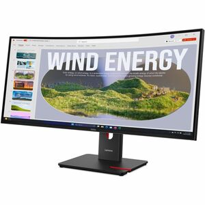 Lenovo ThinkVision T34WD-40 34" Class WQHD Curved Screen LED Monitor - 21:9 - Eclipse Black - 86.4 cm (34") Viewable - Ver