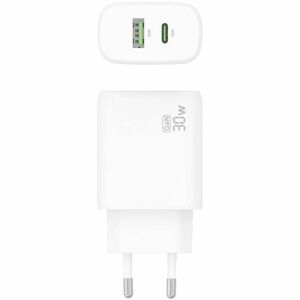 CARGADOR GAN 30W 1XUSB-C PD3.0 QC4.0 1XUSB-A QC3.0 BLANCO