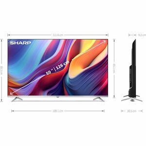 Sharp 50GP6265E 50 Zoll (127 cm) Smart LED-LCD TV 2024 - 4K UHDTV - Hoher Dynamikbereich (High Dynamic Range, HDR) - Silbe
