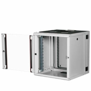 Roline 12U Wandmontierbar Geschlossener Schrank Rackschrank für Networking450 mm Rack Depth - Hellgrau - Glas, Stahl, Blec