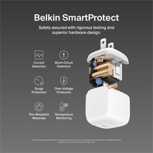 Belkin 45W Portable USB-C Wall Charger - 1xUSB-C (45W) - Fast Charge - Power Adapter - White - 45 W - White