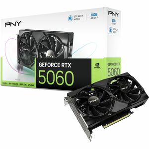 PNY GeForce RTX™ 5060 8GB Dual Fan GPU - NVIDIA Blackwell Architecture, 8 GB GDDR7, 2497 MHz Boost Clock, 448 GB/s Memory 