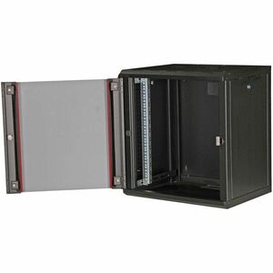 Roline 12U Wall Mountable Enclosed Cabinet Rack Cabinet for Network Equipment370 mm Rack Depth - Jet Black - Rubber, Sheet