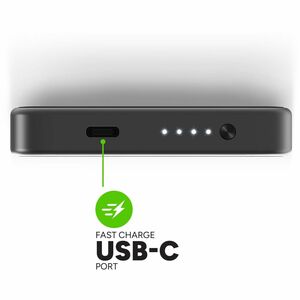 mophie Powerstation Plus Stromspeicher - Schwarz - für AirPod, Smartwatch, iPad, iPhone, USB Typ C Gerät - 1 x Typ-C 20 W 