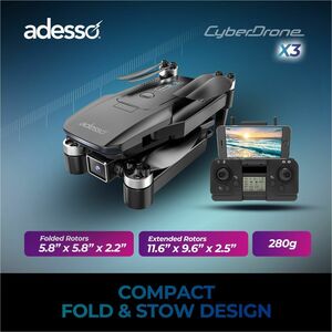 Adesso CyberDrone X3 Aerial Drone - 14+ Age - 2.40 GHz - 0.28 Hour Run Time - 300 m Operating Range - Wi-Fi - Outdoor