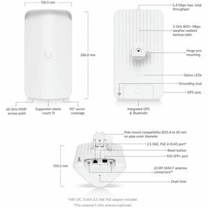 Ubiquiti Wave AP Gen2 Single Band Wi-Fi 6 IEEE 802.11ax 5.40 Gbit/s Wireless Range Extender - 5 GHz - 1 x Network (RJ-45) 