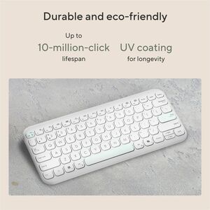 Asus Marshmallow KW100-IW-CP Keyboard - Wireless Connectivity - Iridescent White - Scissors Keyswitch - Bluetooth - 5 - 10