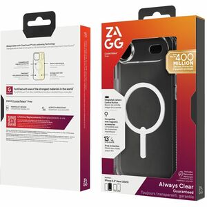 ZAGG Crystal Palace Lite Case for Apple iPhone 17 Smartphone - Textured Grip - Crystal Clear - Drop Resistant, Yellowing R